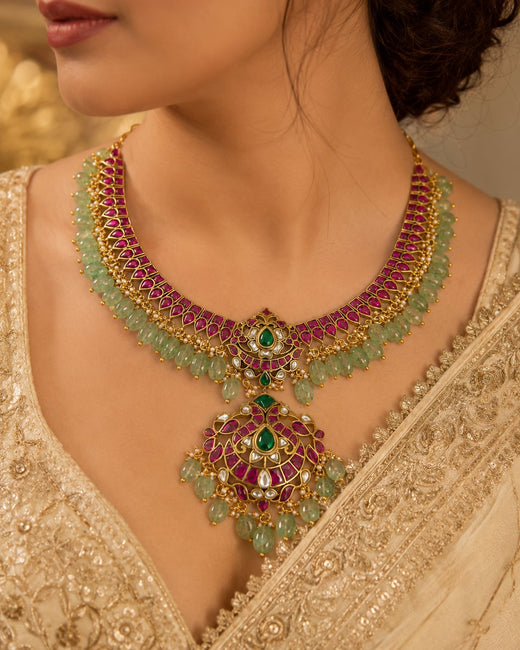 FeelOri jadau kundan necklace styled with Indian occasion wear