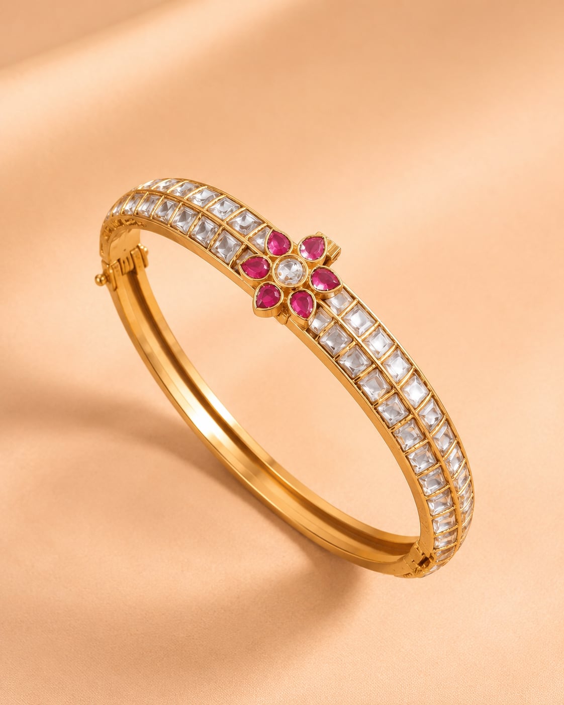FeelOri jadau kundan openable kada bangle on jewellery display