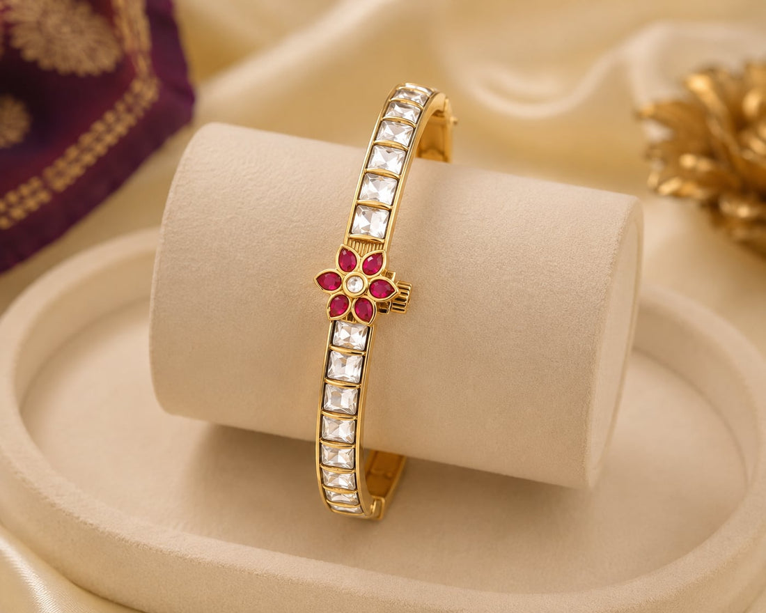 FeelOri jadau kundan openable kada bangle for festive wrist styling and Indian occasion wear