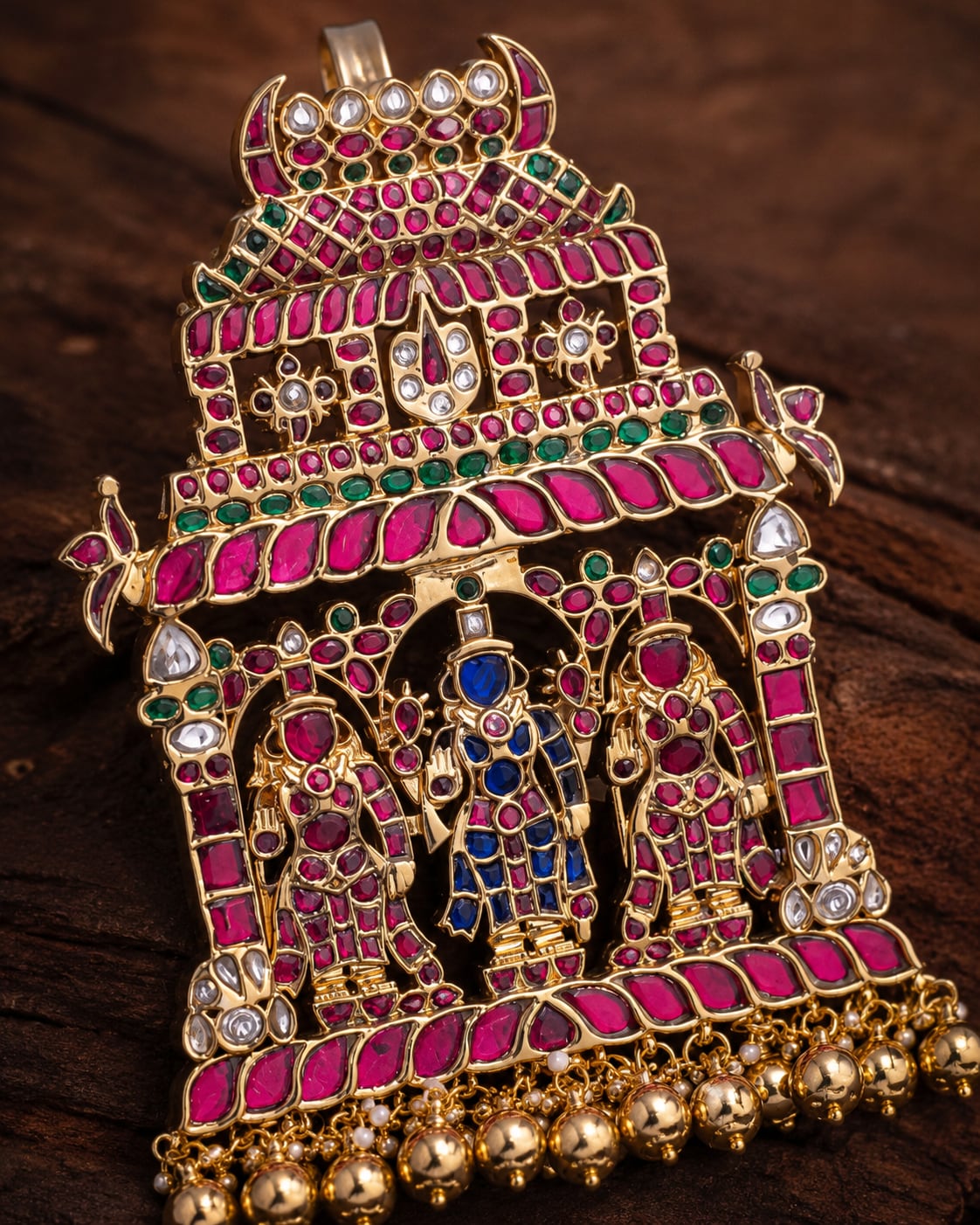 FeelOri jadau kundan pendant pendant and gold-polished detail