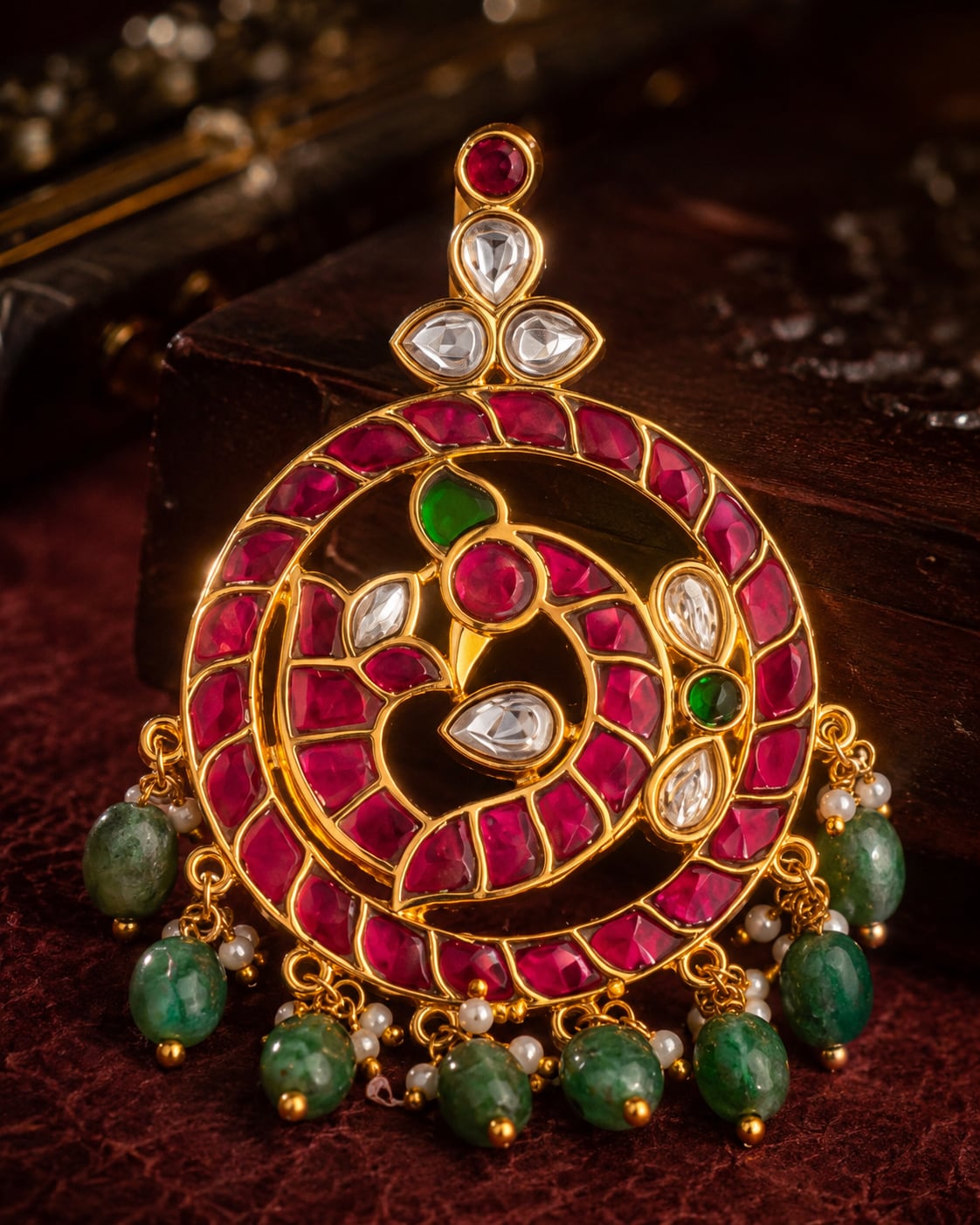 FeelOri jadau kundan pendant pendant and gold-polished detail