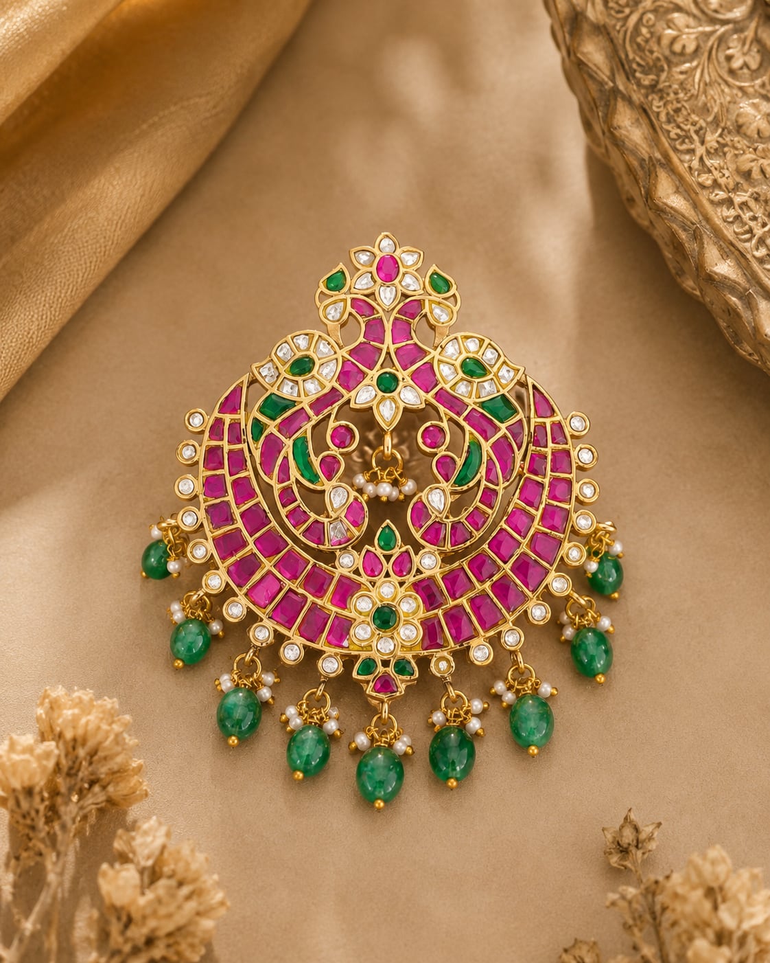 FeelOri jadau kundan pendant pendant and gold-polished detail