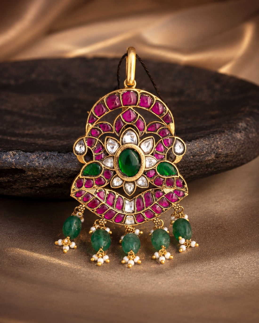FeelOri real kempu jadau pendant on jewellery display