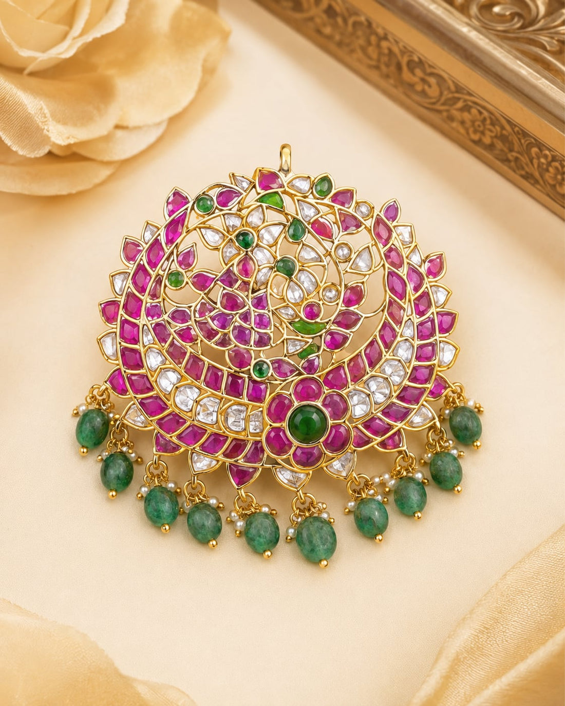 FeelOri kundan-style pendant set for sarees and festive styling