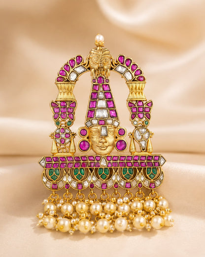 FeelOri real kempu jadau pendant for pattu sarees and South Indian festive styling