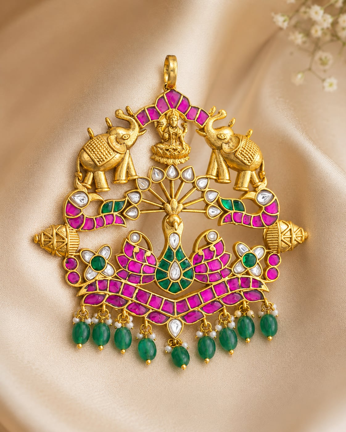 FeelOri jadau kundan pendant for sarees and festive styling