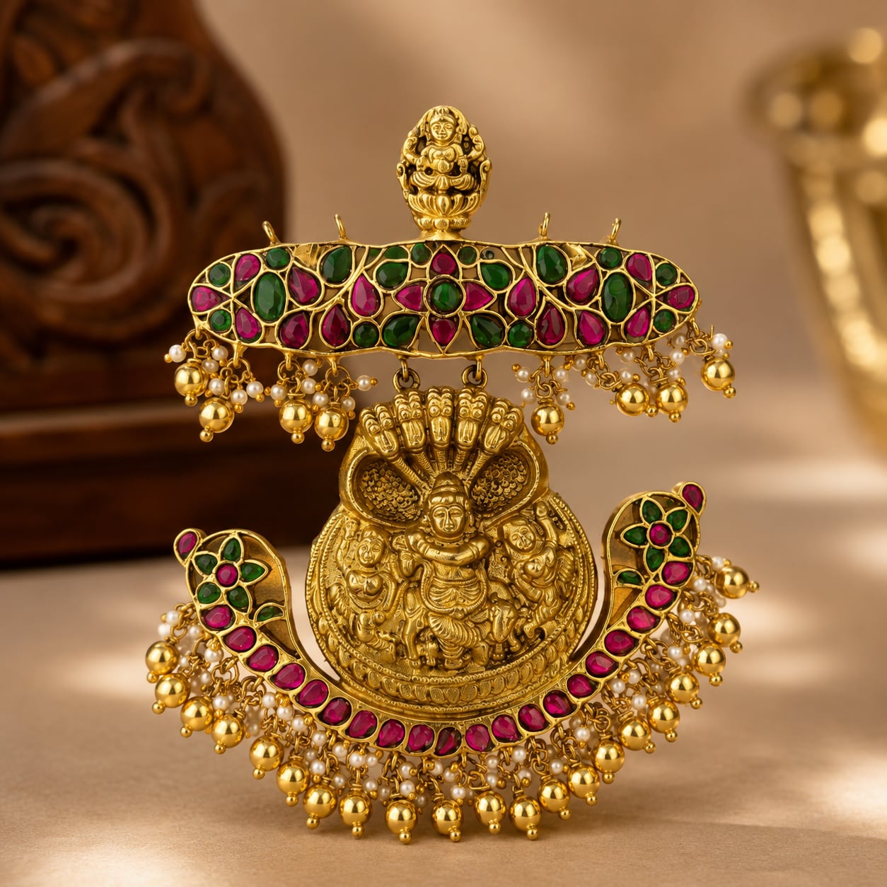FeelOri jadau kundan pendant for sarees and festive styling