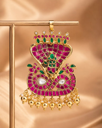 FeelOri krishna veena motif temple-style pendant set listed as pendant set for Indian festive styling