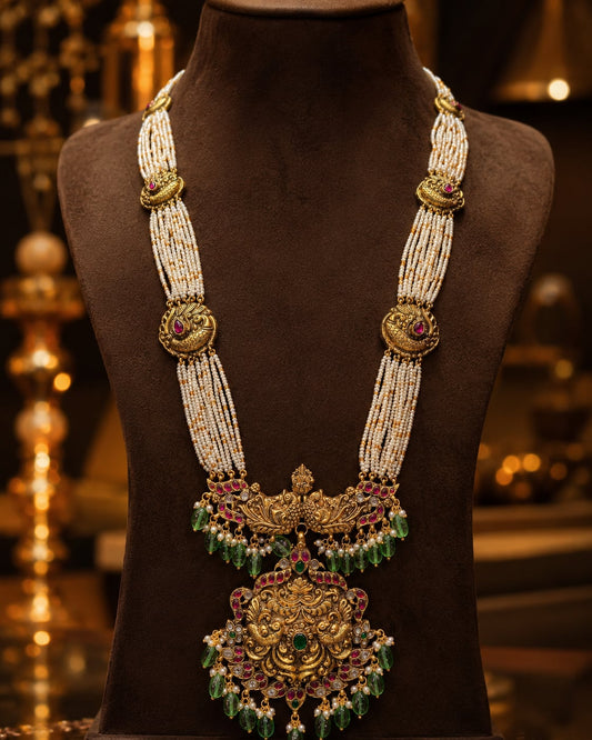 FeelOri lakshmi motif temple-style long haram necklace listed as long haram necklace main product view
