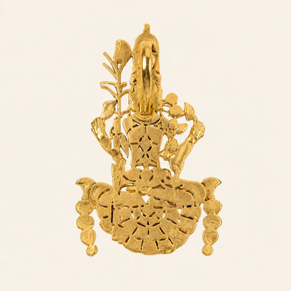 Back view of the FeelOri Lalitha Tripurasundari temple pendant showing its bail and openwork construction