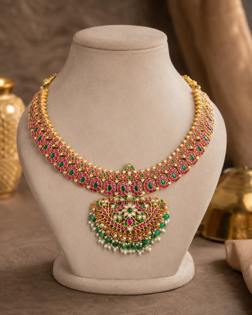 FeelOri mala-style jadau kundan long haram necklace for pattu saree styling