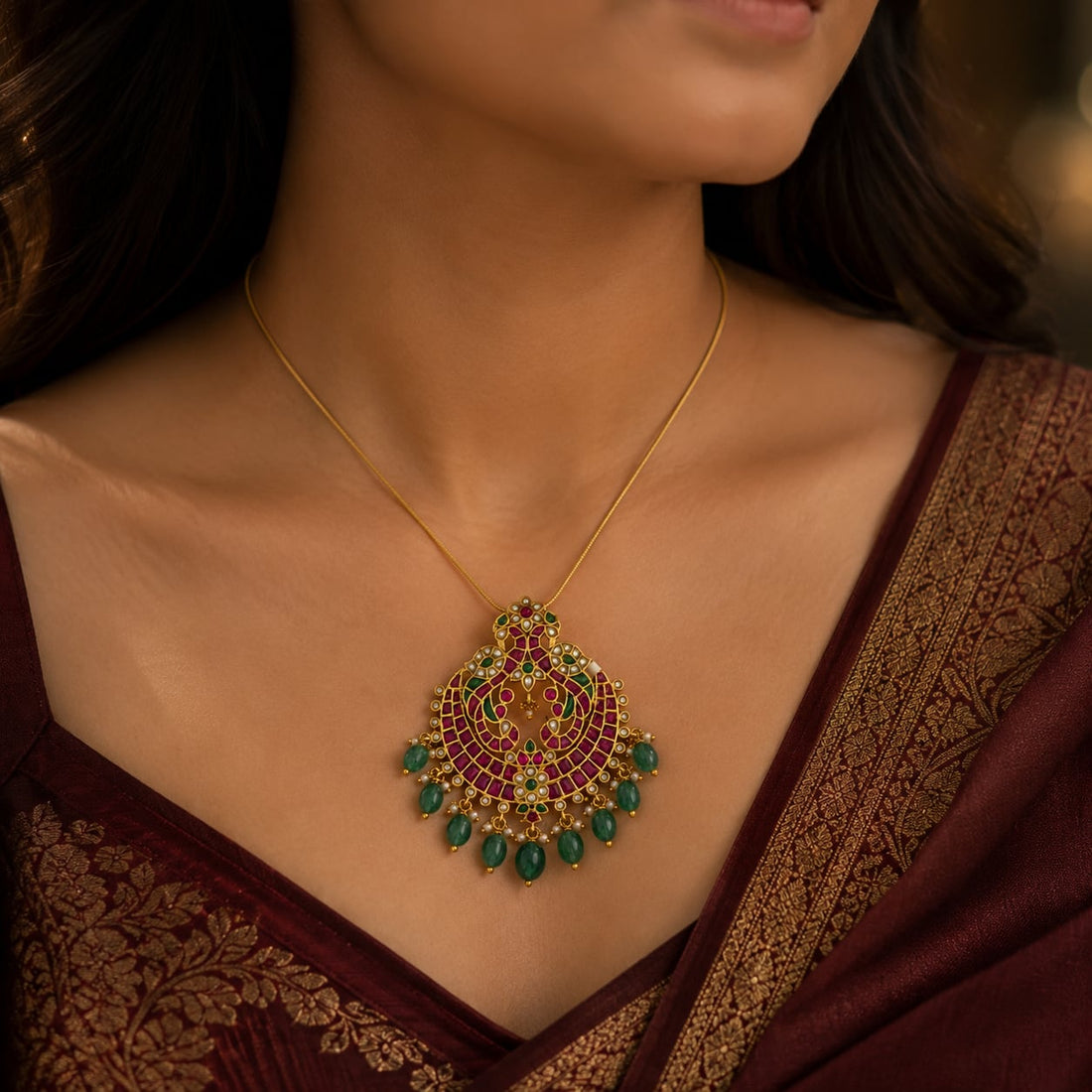 FeelOri jadau kundan pendant on jewellery display
