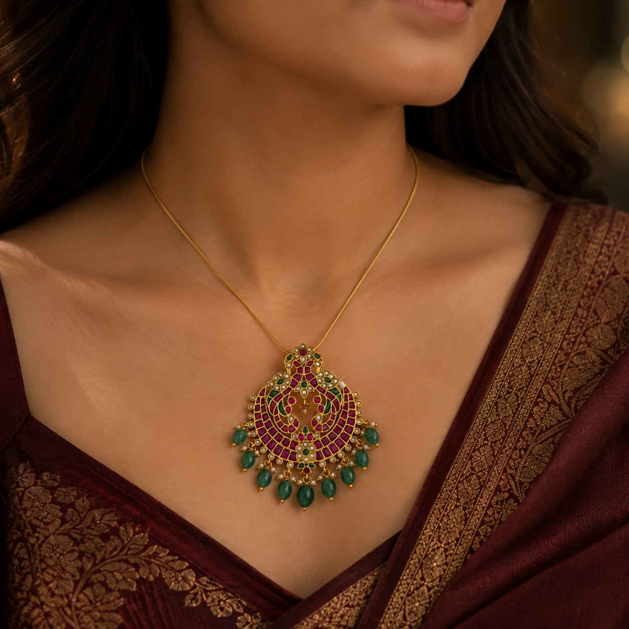 FeelOri jadau kundan pendant on jewellery display