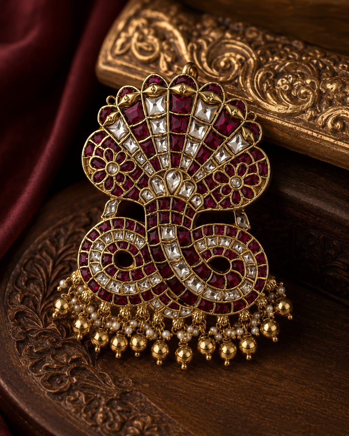 FeelOri jadau kundan pendant pendant and gold-polished detail