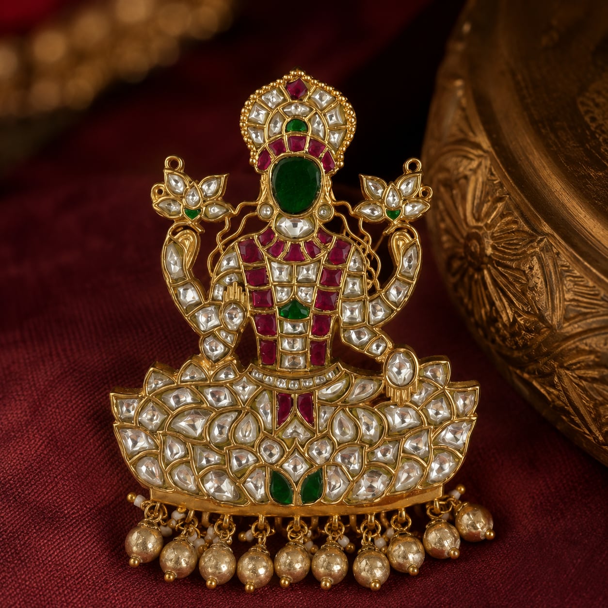 FeelOri jadau kundan pendant pendant and gold-polished detail