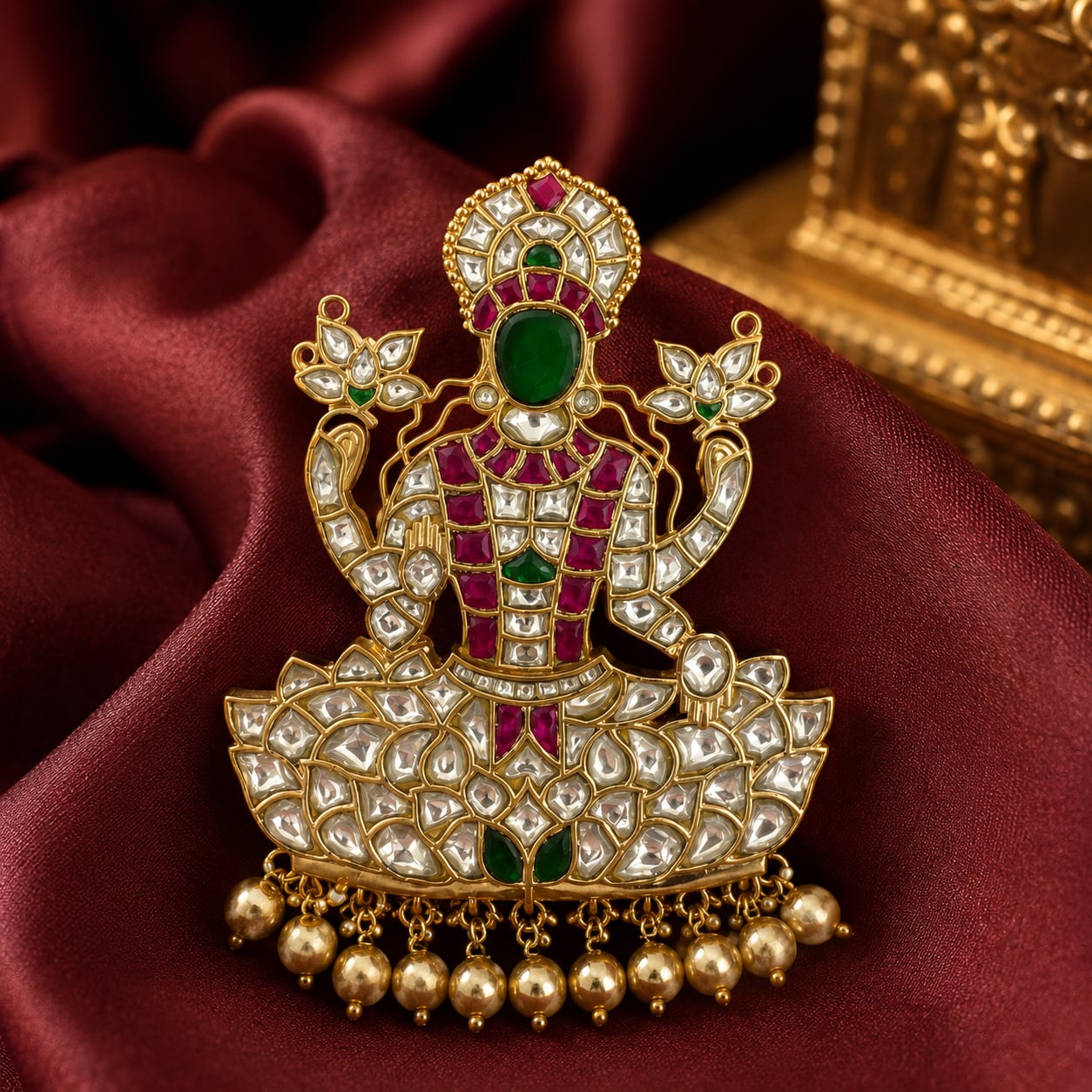 FeelOri jadau kundan pendant for sarees and festive styling