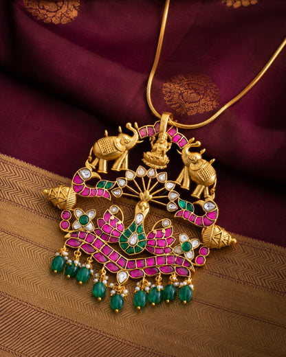 FeelOri peacock pair temple-style pendant listed as pendant only close-up of decorative stones and motif detail