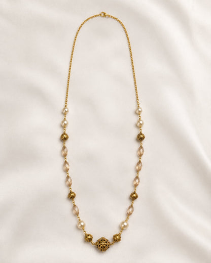 FeelOri Peach Faceted Bead and Pearl-Look Necklace complete 18-inch single-strand view