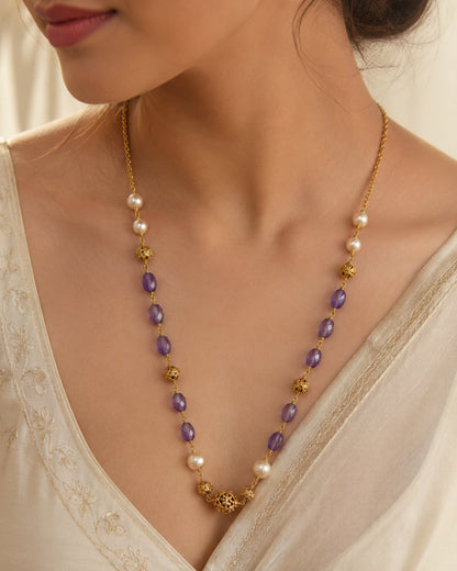 FeelOri gold-polished necklace styled with Indian occasion wear