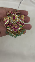 FeelOri Jadau Kundan Double Sided Gandaberunda Reversible Pendant