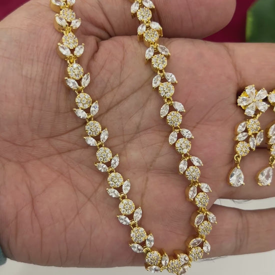Video of FeelOri Bollywood Glam AD/CZ Statement Choker Set with matching earrings, SKU FN28.