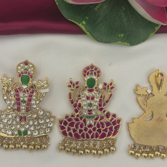 FeelOri Jadau Kundan Padmasana Lakshmi White Accent Pendant