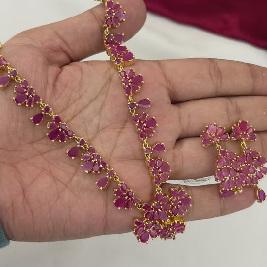 Video of FeelOri Ruby CZ Party Wear Short Necklace Set with matching earrings, SKU FN116.