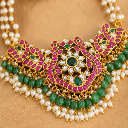 FeelOri real kempu jadau choker necklace close-up of real kempu stones and jadau work