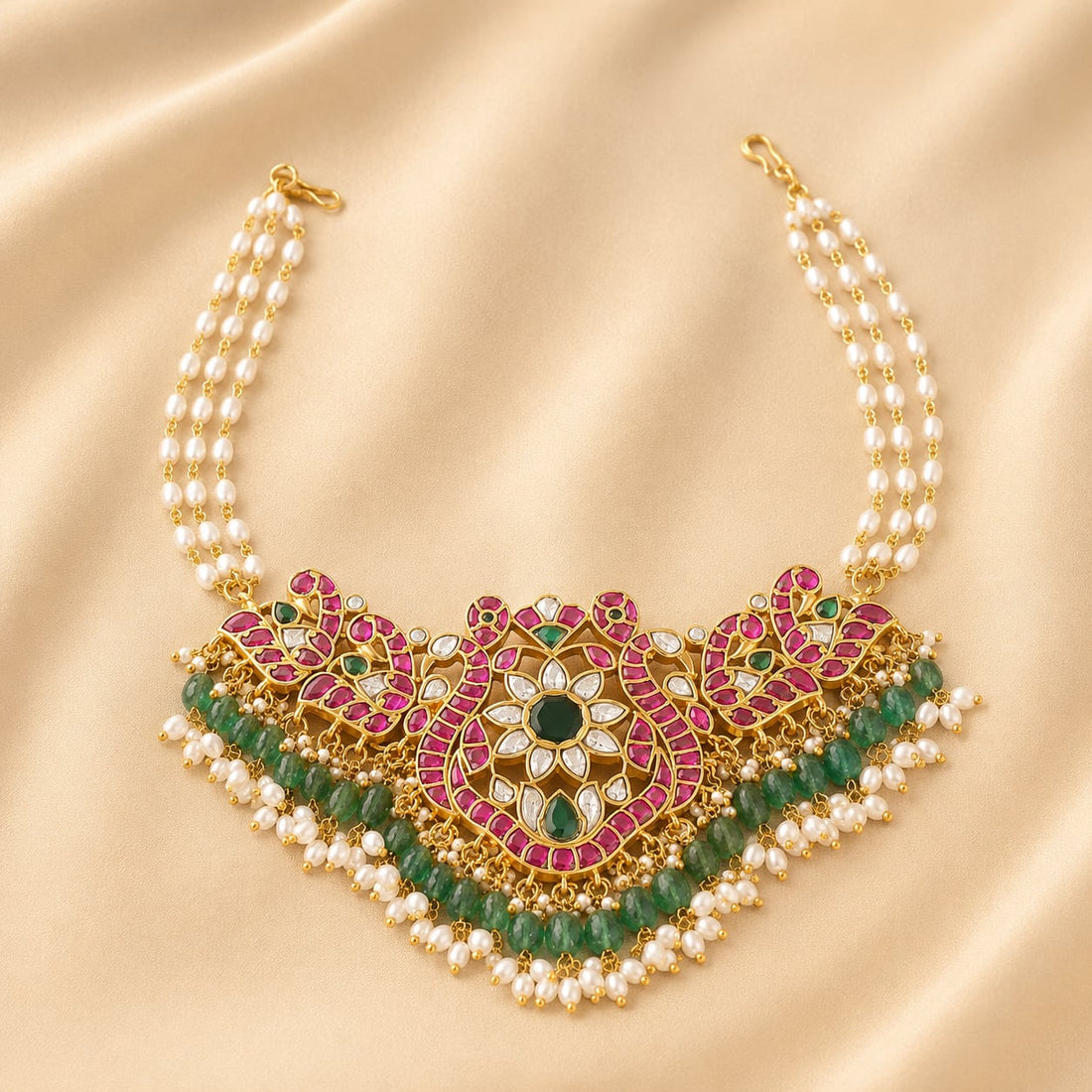 FeelOri real kempu jadau choker necklace for pattu sarees and South Indian festive styling