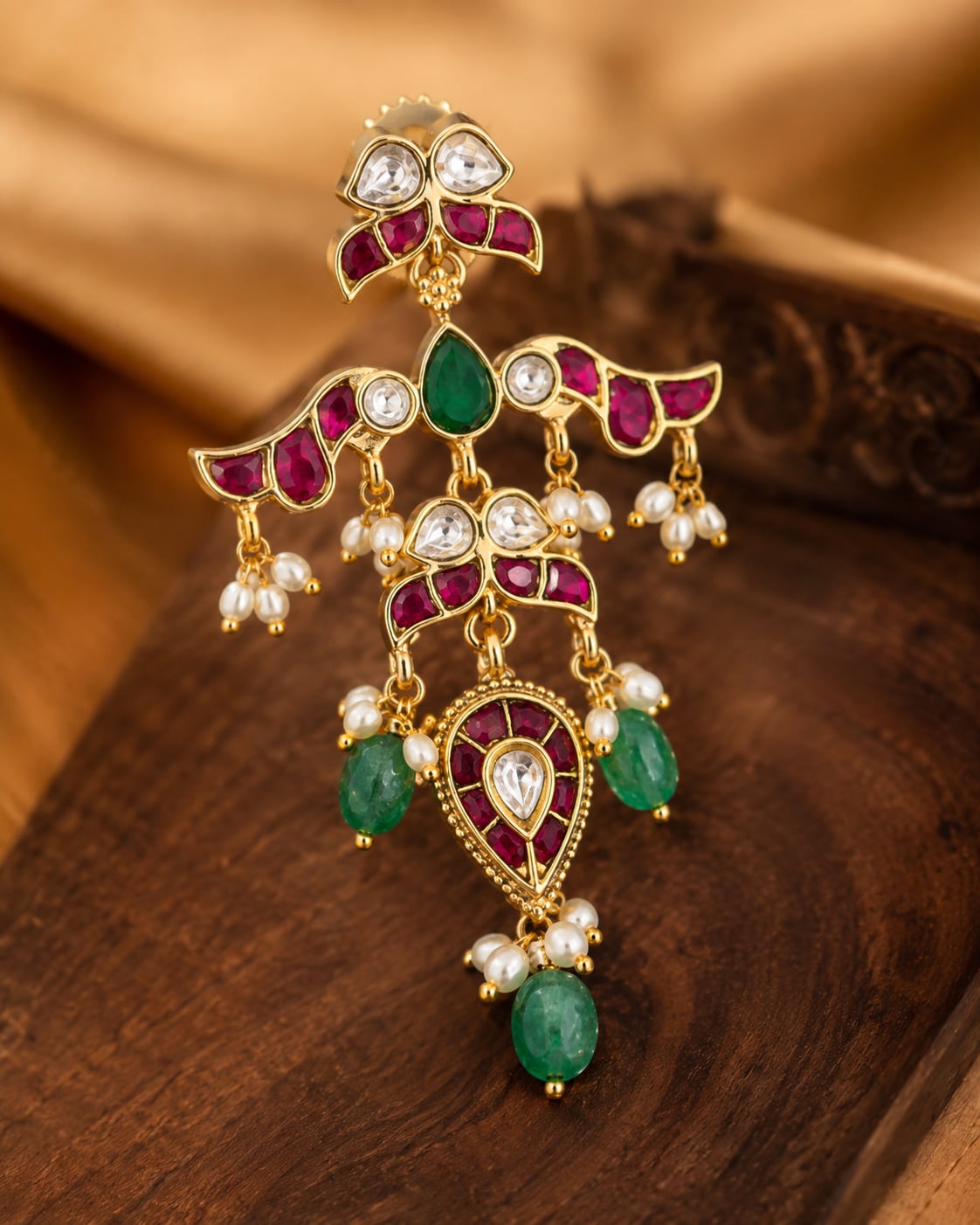 FeelOri real kempu jadau earrings gold-polished detail