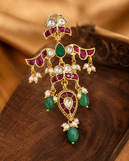 FeelOri real kempu jadau earrings gold-polished detail