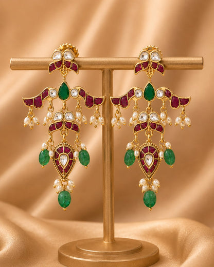 FeelOri real kempu jadau earrings on jewellery display