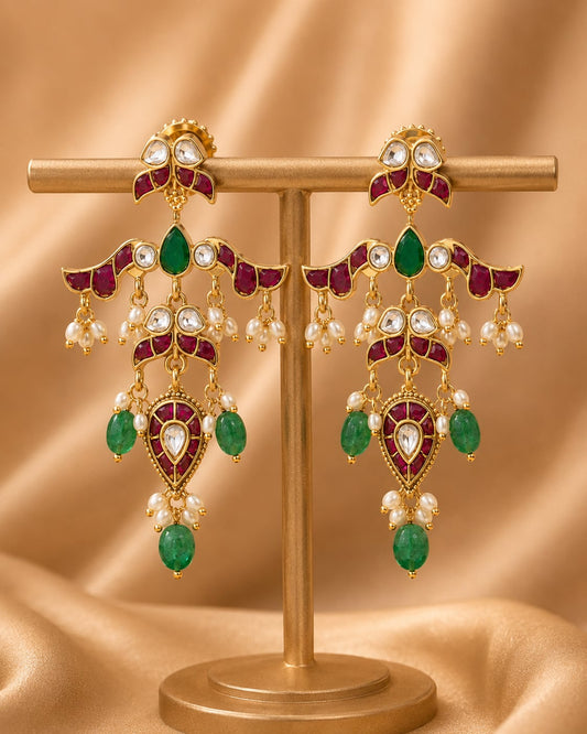 FeelOri jadau kundan earrings on jewellery display