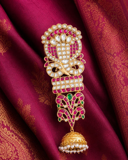 FeelOri jadau kundan jada choti styled with saree fabric for Indian occasion wear