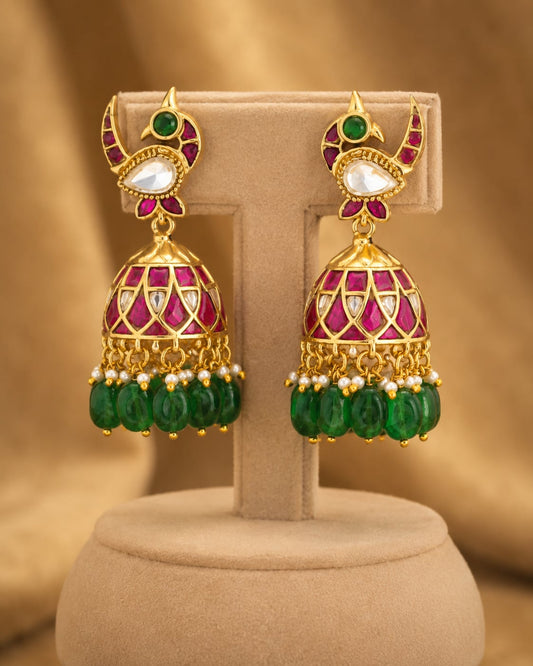 FeelOri jadau kundan jhumka earrings on jewellery display