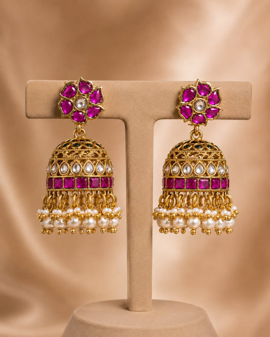 FeelOri jadau kundan jhumka earrings on jewellery display