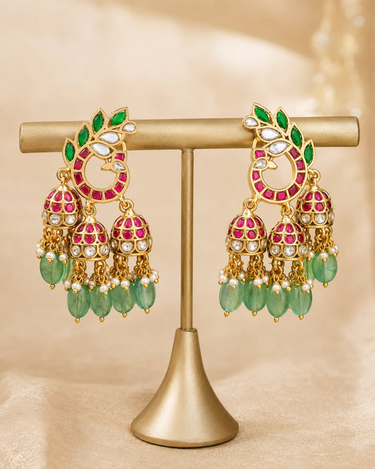 FeelOri jadau kundan jhumka earrings on jewellery display