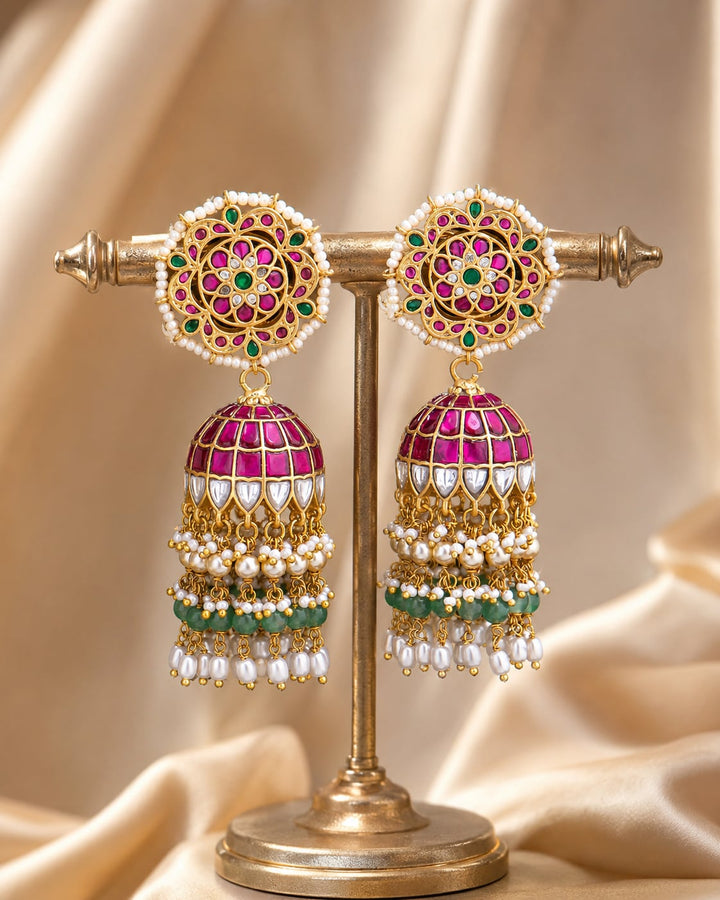 FeelOri jadau kundan jhumka earrings for sarees, kurtas, and festive styling
