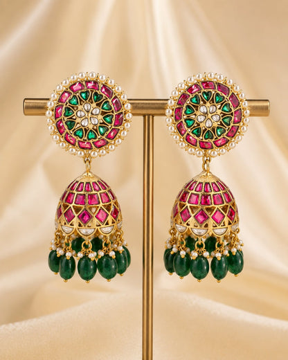 FeelOri real kempu jadau jhumka earrings for sarees, kurtas, and festive styling