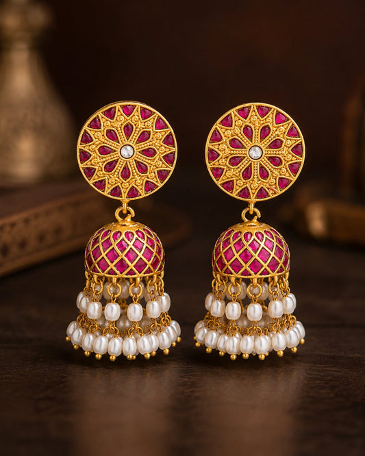 FeelOri jadau kundan jhumka earrings for sarees, kurtas, and festive styling