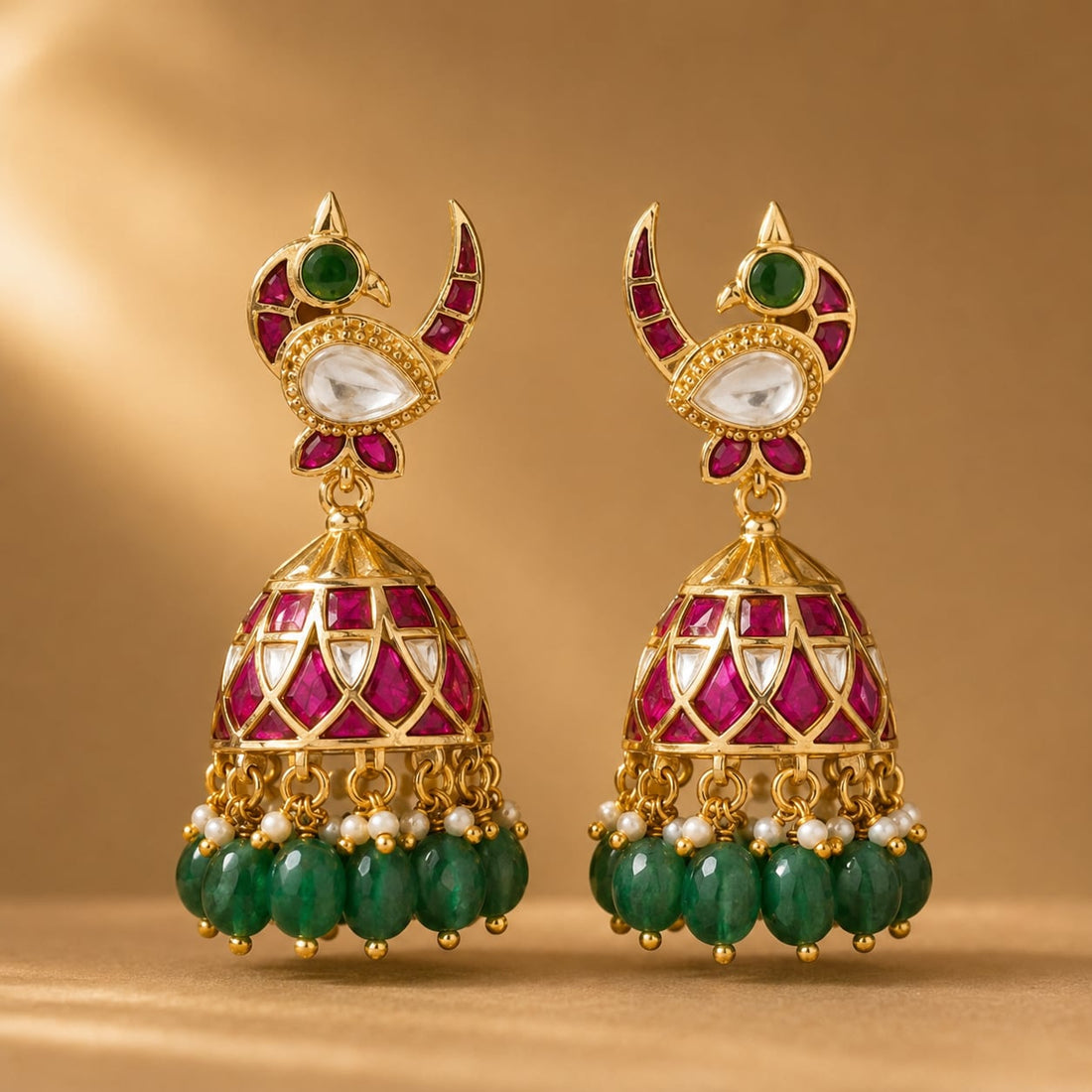 FeelOri real kempu jadau jhumka earrings for sarees, kurtas, and festive styling