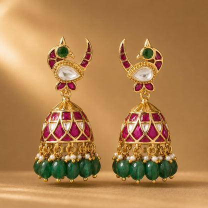 FeelOri real kempu jadau jhumka earrings for sarees, kurtas, and festive styling