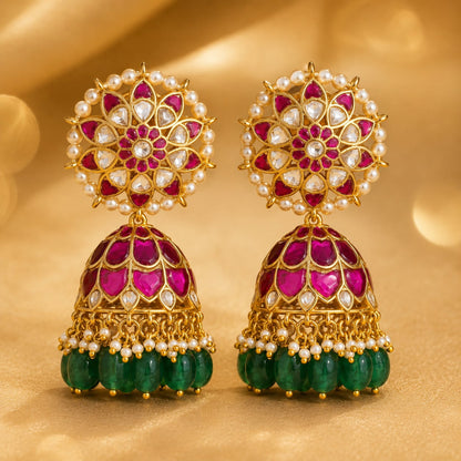 FeelOri real kempu jadau jhumka earrings for sarees, kurtas, and festive styling