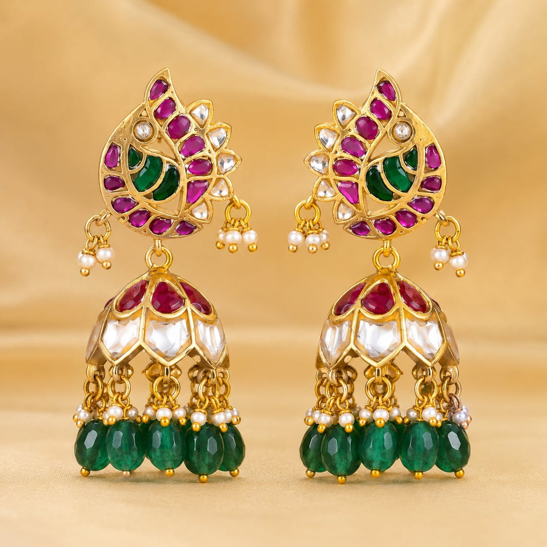 FeelOri kundan-style jhumka earrings for sarees, kurtas, and festive styling