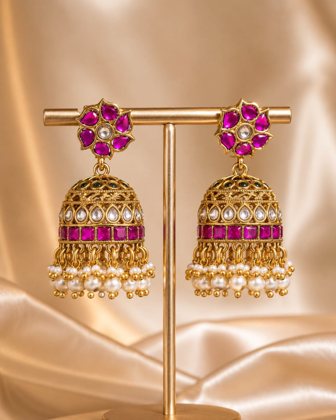 FeelOri real kempu jadau jhumka earrings for sarees, kurtas, and festive styling