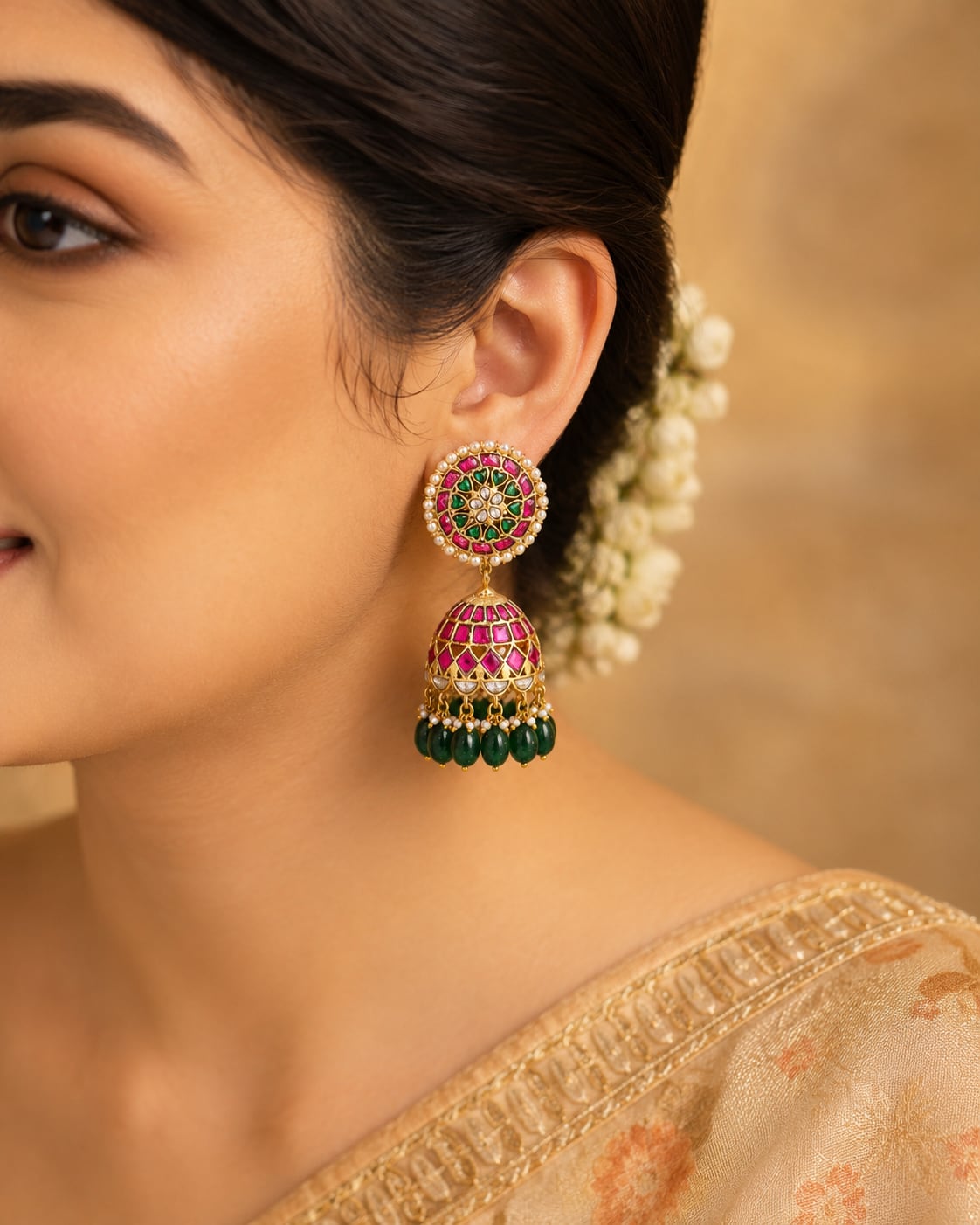 FeelOri real kempu jadau jhumka earrings for sarees, kurtas, and festive styling