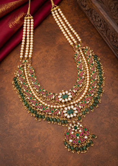 FeelOri real kempu jadau mala necklace for pattu sarees and South Indian festive styling