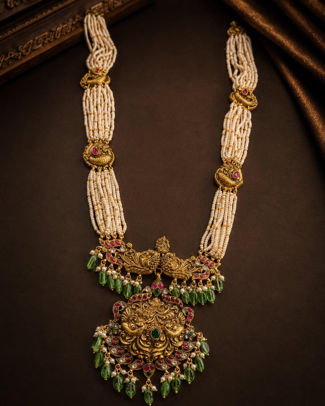 FeelOri real kempu jadau mala necklace for pattu sarees and South Indian festive styling