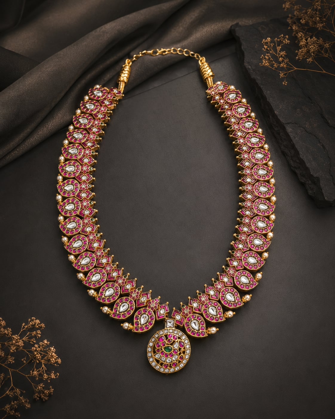 FeelOri real kempu jadau necklace for pattu sarees and South Indian festive styling