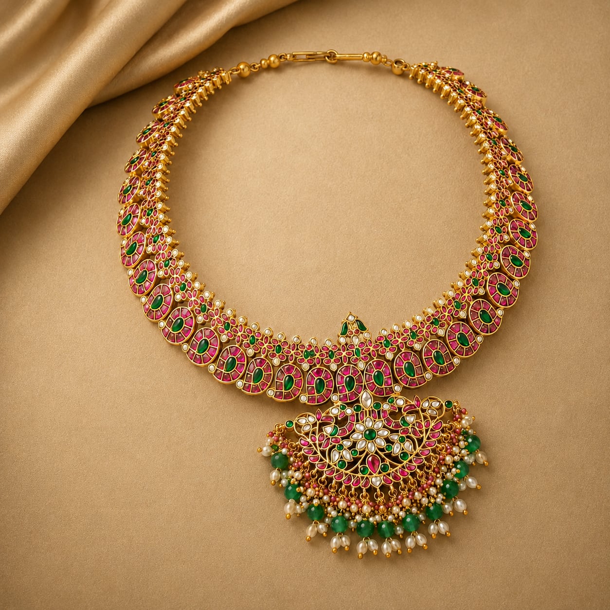 FeelOri real kempu jadau mala necklace for pattu sarees and South Indian festive styling